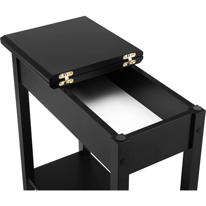 Winston Porter Jonica Narrow End Table with Storage, Flip Top Narrow
